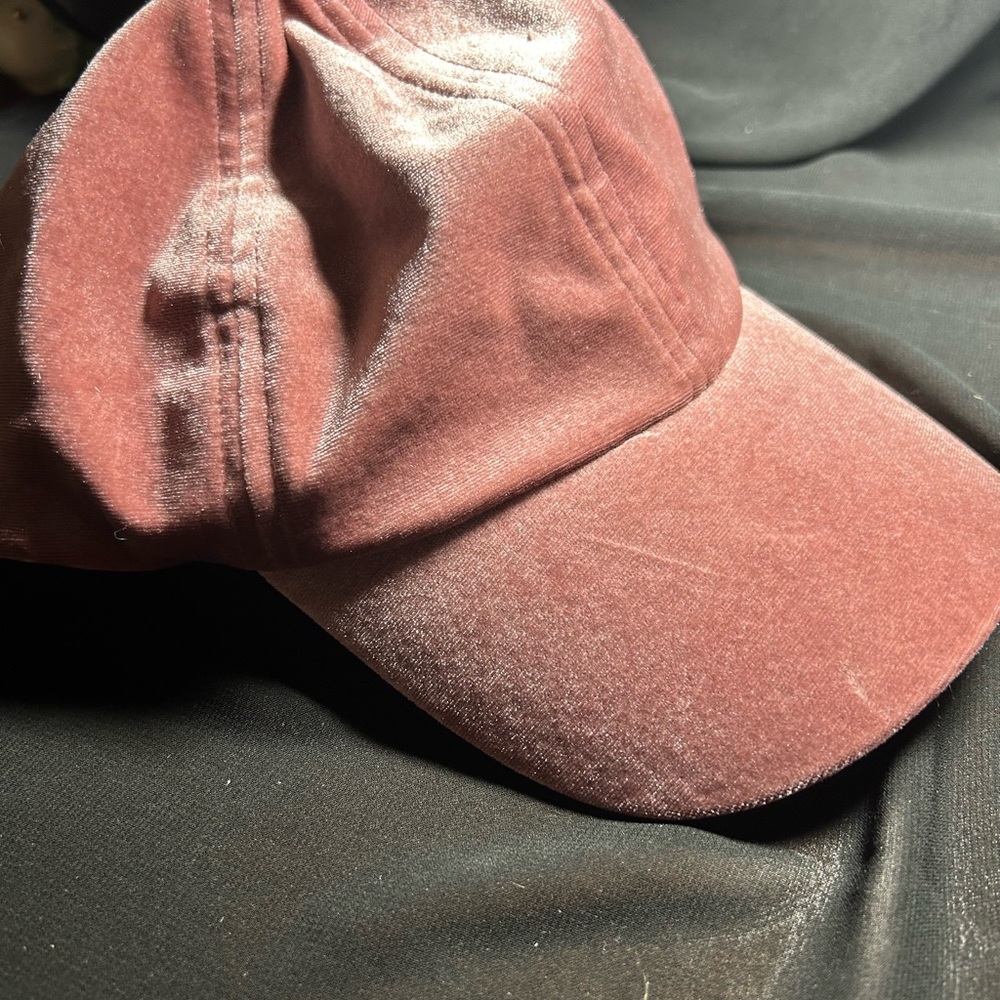 Cute unbranded Velvet Cap in Soft Pink. Features Velcro closure
